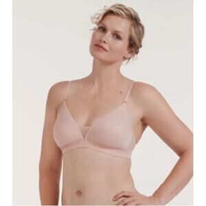 New NWOT ThirdLove 24/7 Nude‎ Seamless Stripe Wireless Bra 34C 1/2